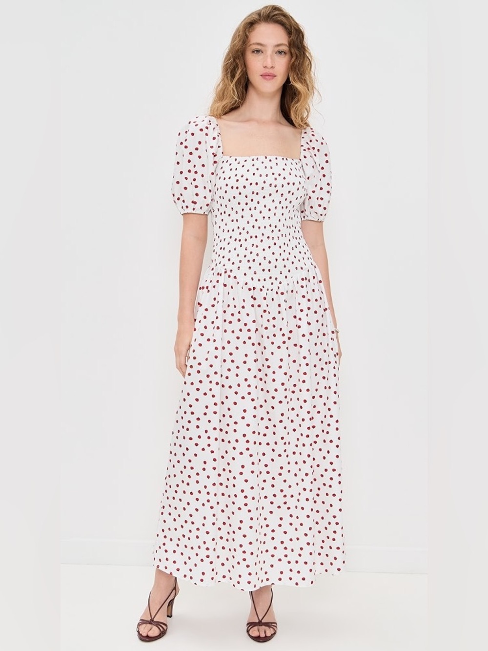 OPT Tomato Smocked White Maxi Dress